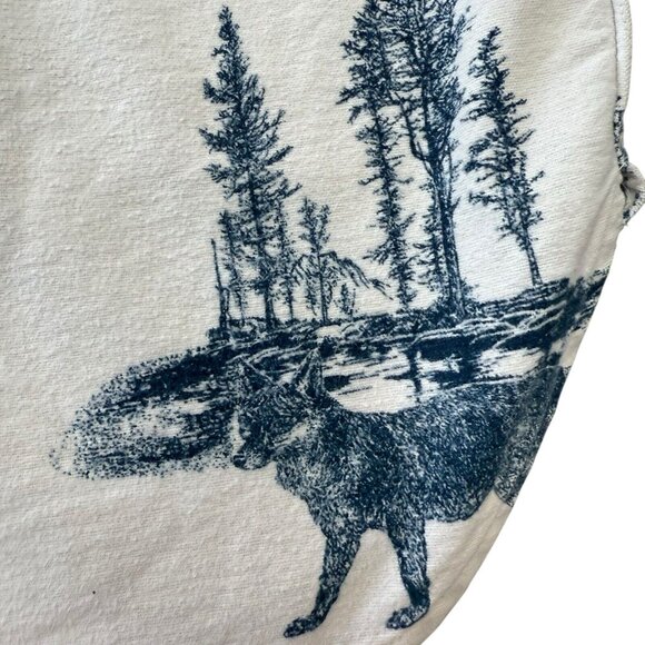 Vtg Eddie Bauer AOP Flannel Shirt Mens Large Wild Life Graphic Ivory Long Sleeve - Picture 9 of 13